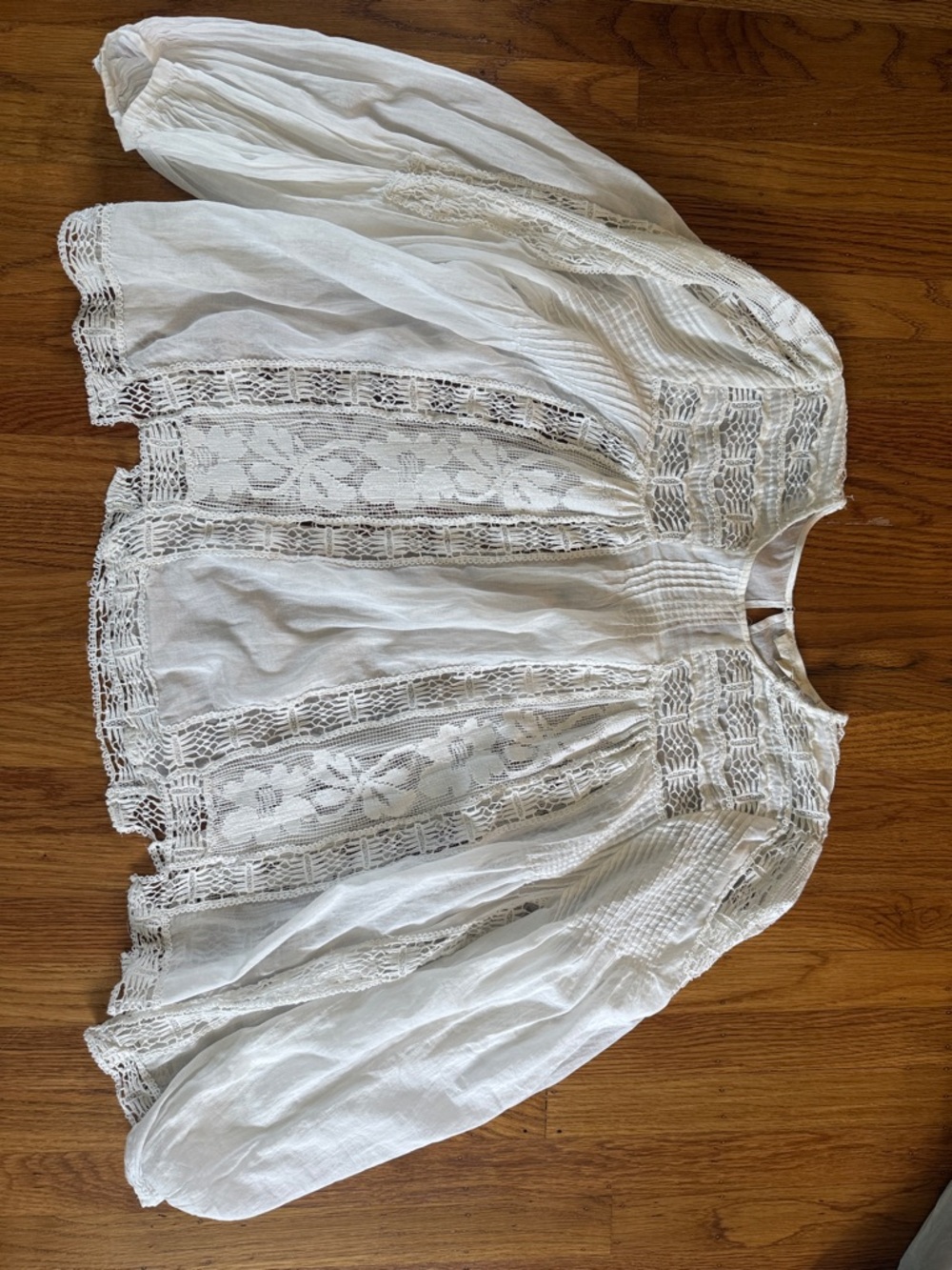 White Lace Crochet Peasant Blouse